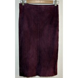 Jitrois Stretch Leather Skirt Burgundy Lambskin Size 36 XS Designer Edgy Chic